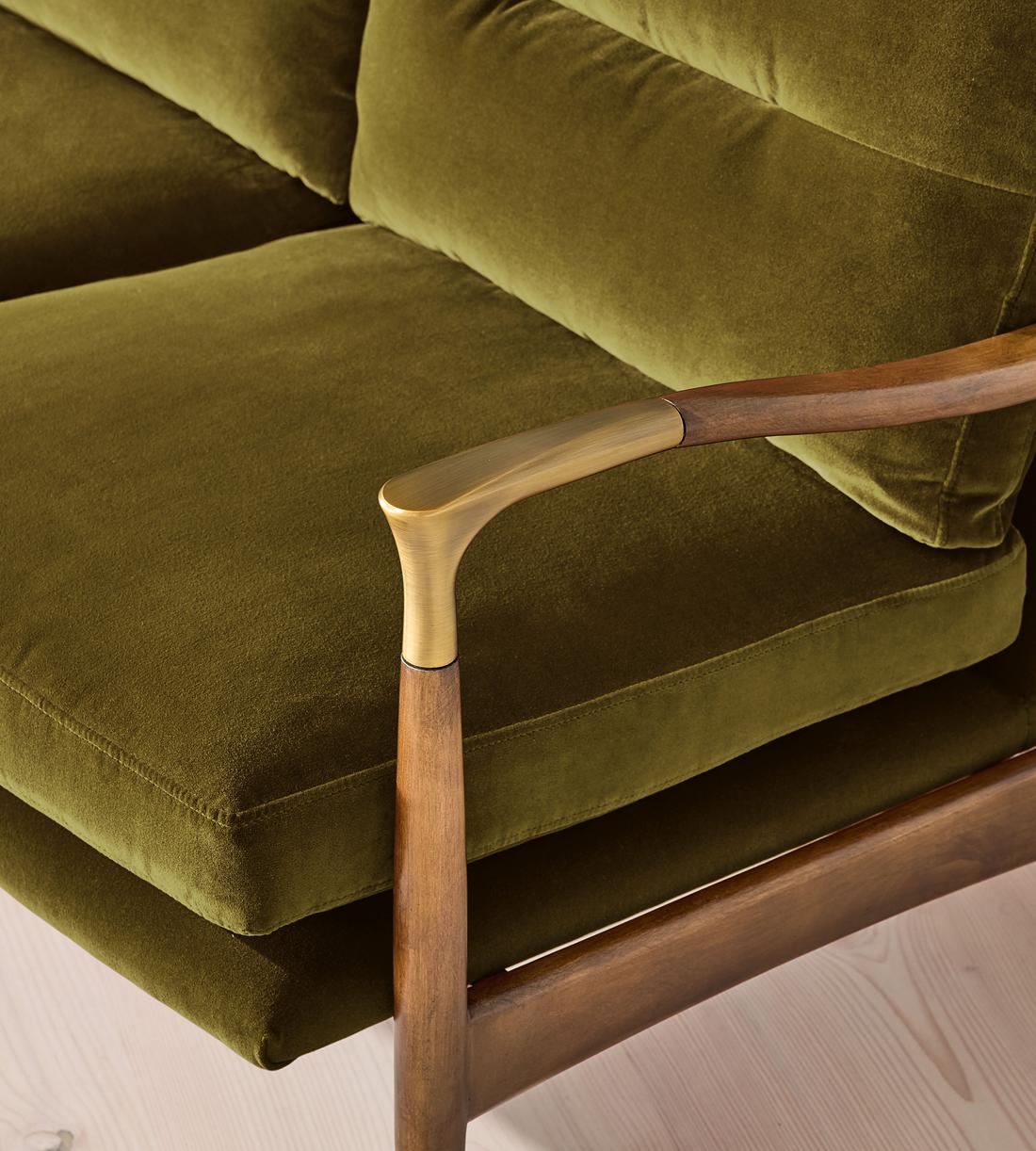 Theodore Two Seater Sofa - Velvet - Olive - UK - Images - Image 5