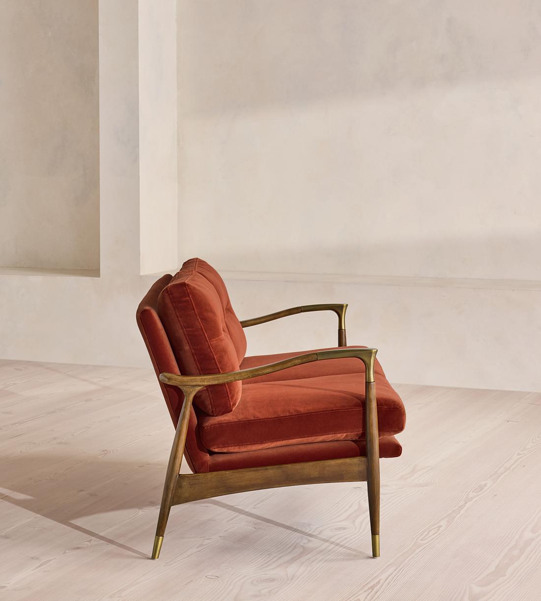 Theodore Two Seater Sofa - Velvet - Rust - UK - Images - Image 5
