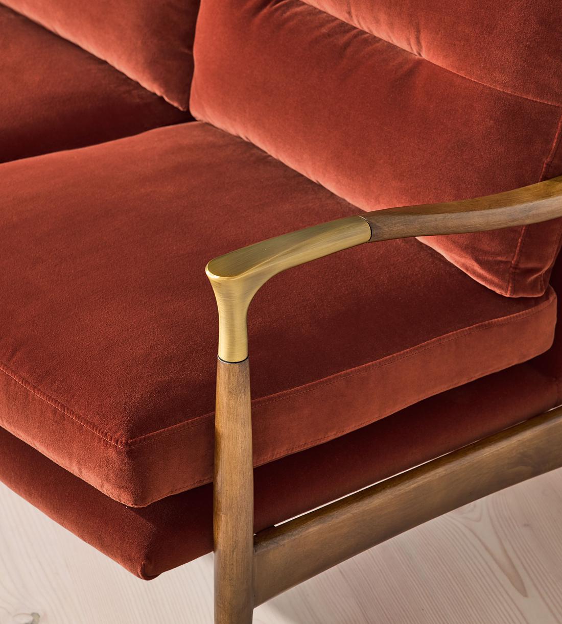 Theodore Two Seater Sofa - Velvet - Rust - US - Images - Image 7