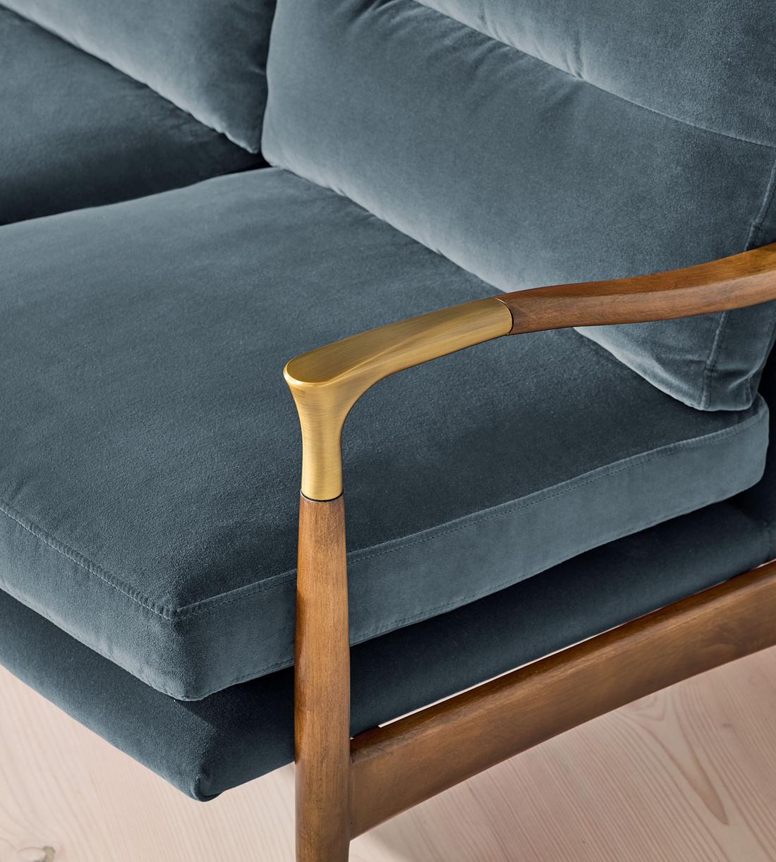 Theodore Two Seater Sofa - Velvet - Grey Blue - UK - Images - Image 5
