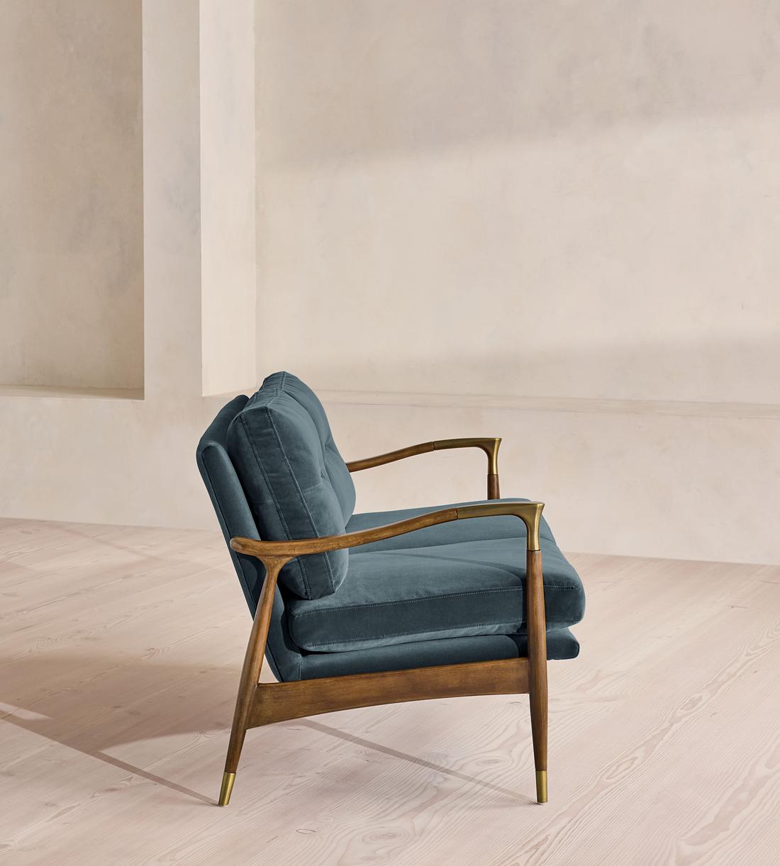 Theodore Two Seater Sofa - Velvet - Grey Blue - US - Images - Image 3