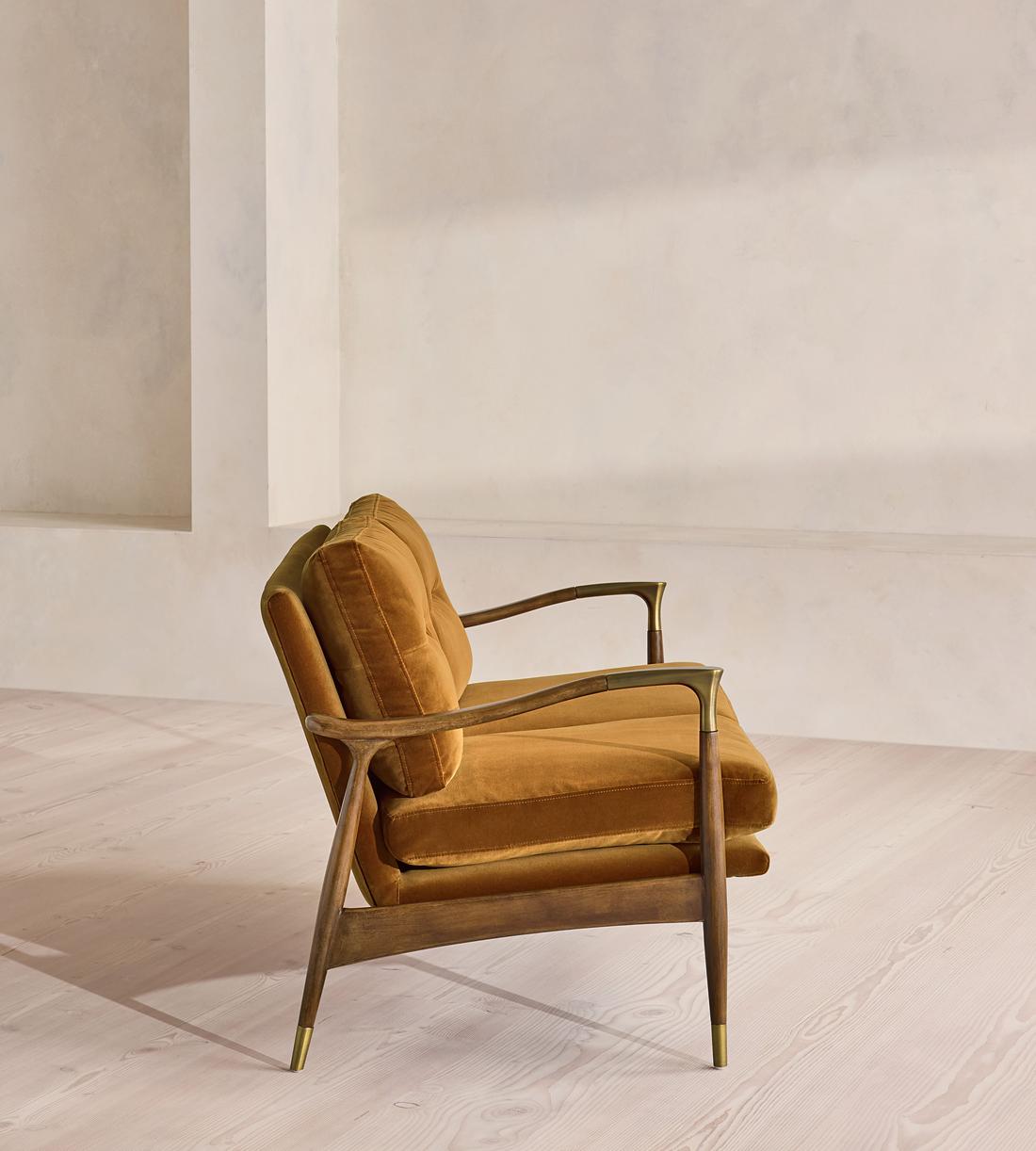 Theodore Two Seater Sofa - Velvet - Mustard - UK - Images - Image 3