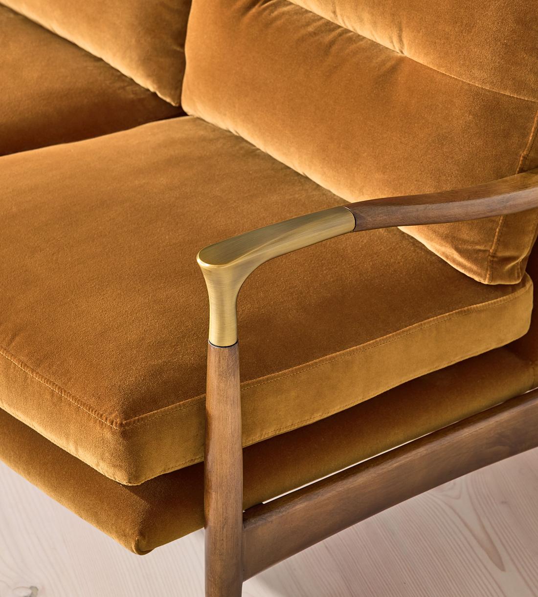 Theodore Two Seater Sofa - Velvet - Mustard - US - Images - Image 5
