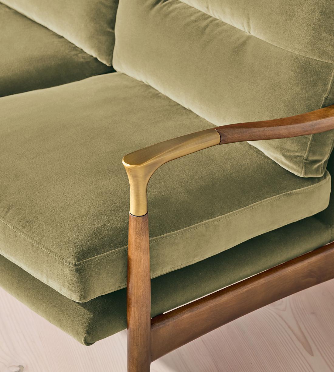 Theodore Two Seater Sofa - Velvet - Lichen - UK - Images - Image 5