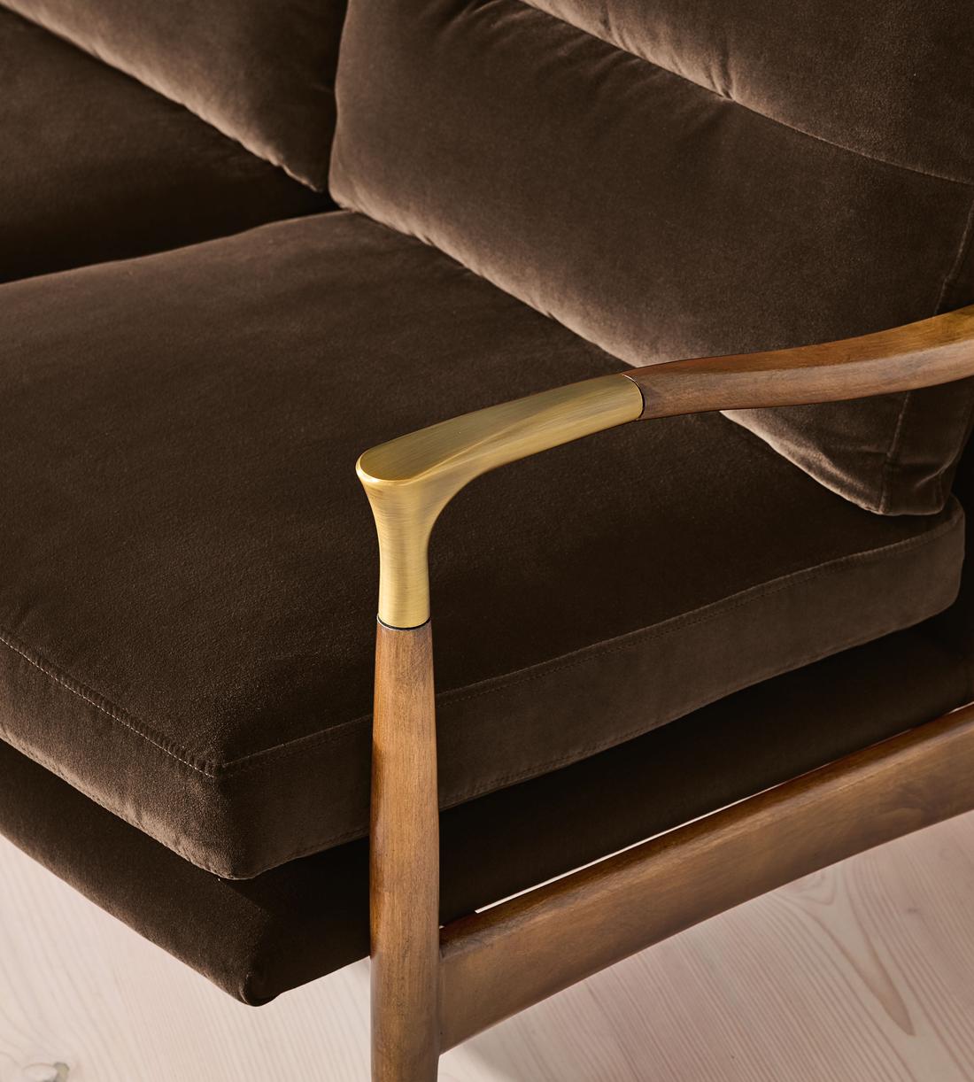 Theodore Two Seater Sofa - Velvet - Chocolate - UK - Images - Image 5