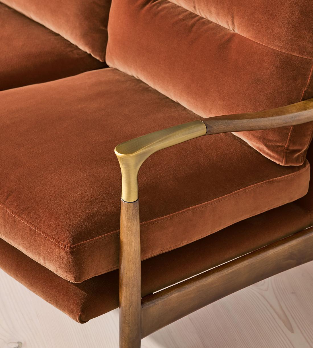 Theodore Two Seater Sofa - Velvet - Cinnamon - UK - Images - Image 5
