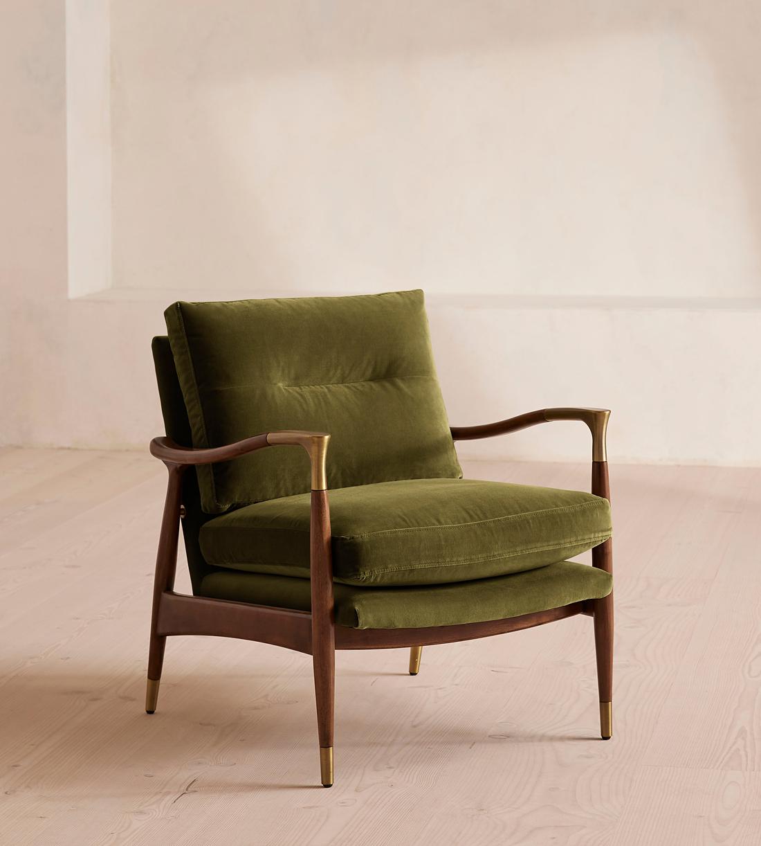 Theodore Armchair - Velvet - Olive - Listing - Image 1