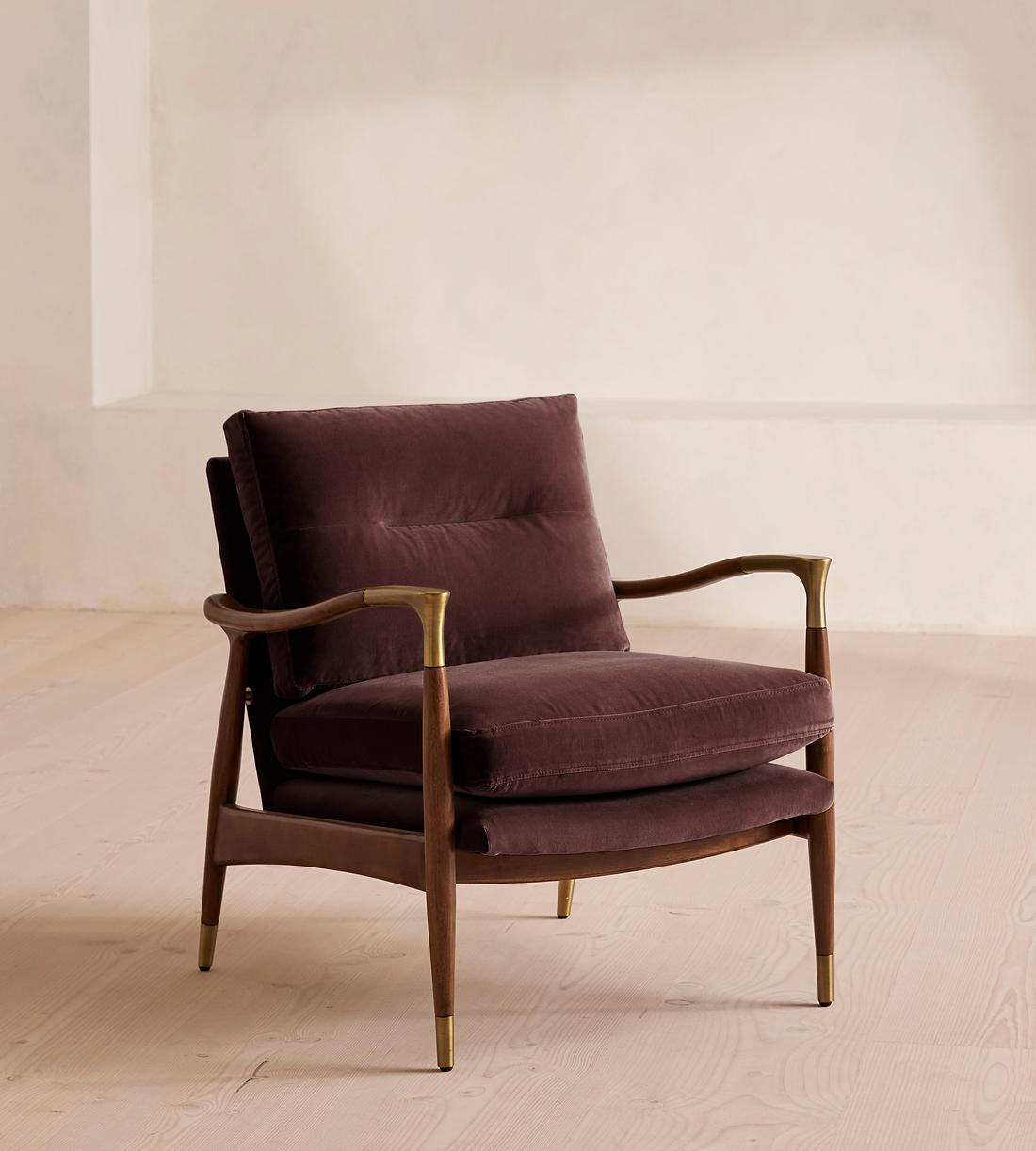 Theodore Armchair - Velvet - Aubergine - UK - Listing - Image 1