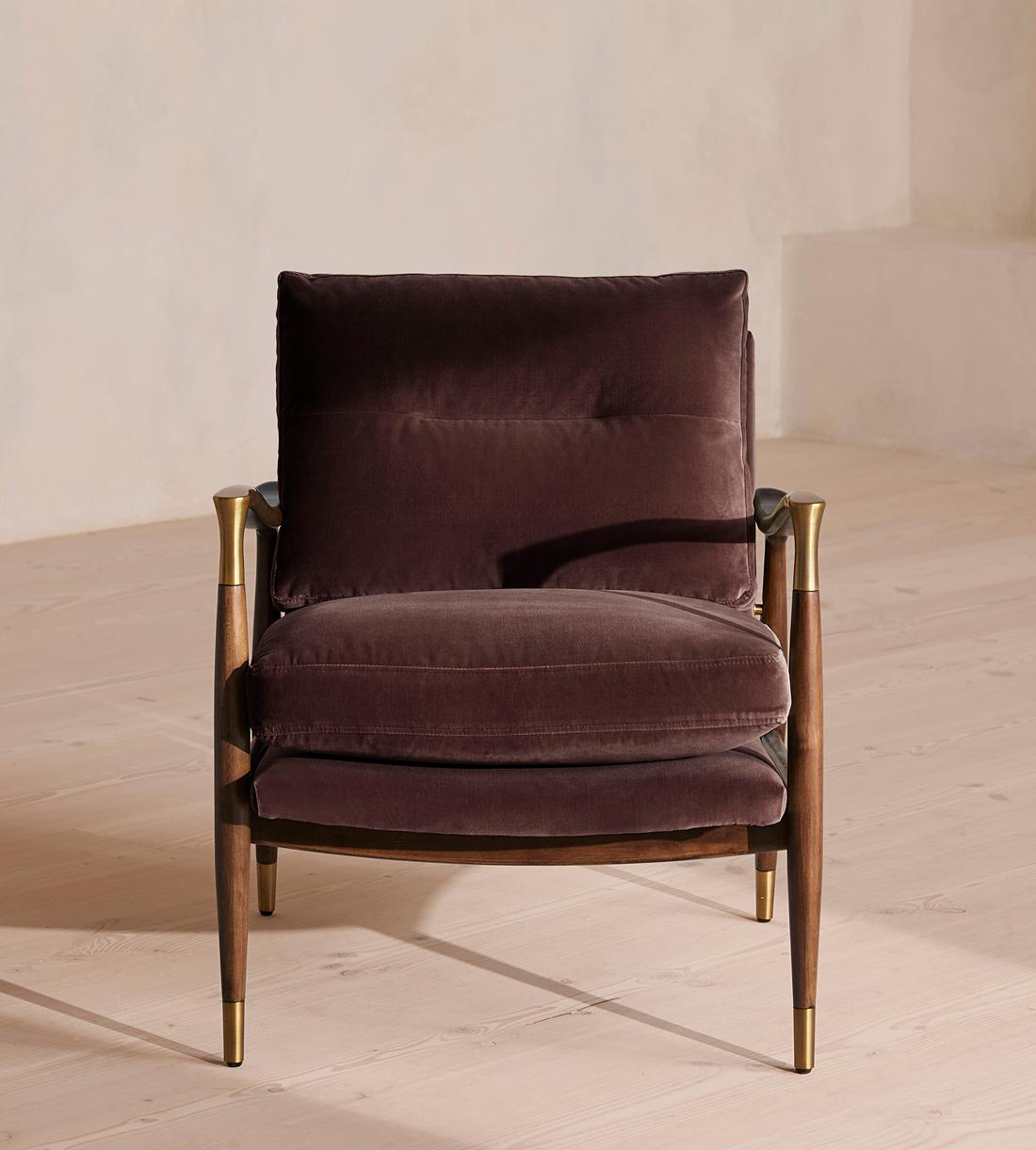 Theodore Armchair - Velvet - Aubergine - US - Listing - Image 2