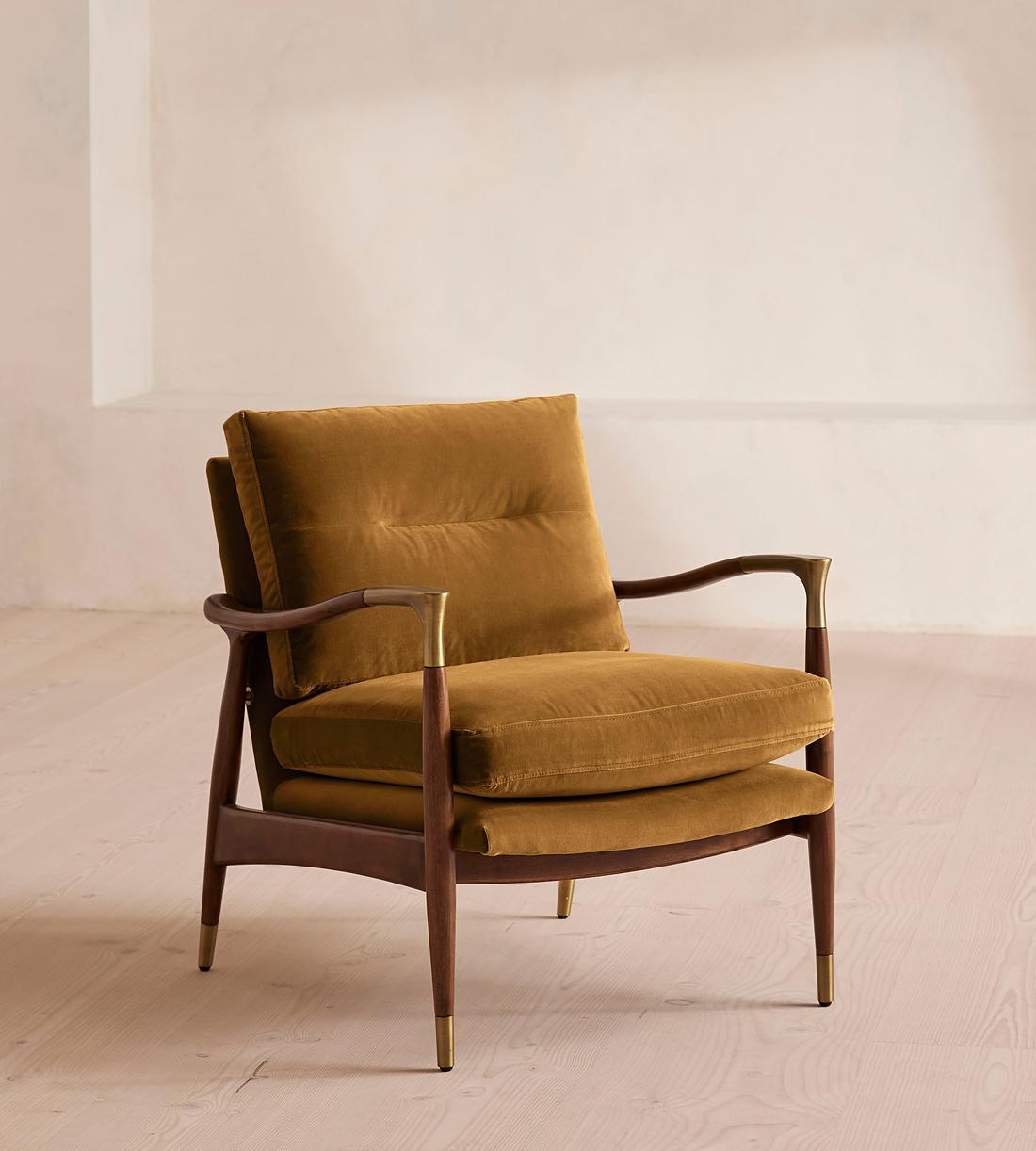 Theodore Armchair - Velvet - Mustard - UK - Listing - Image 4