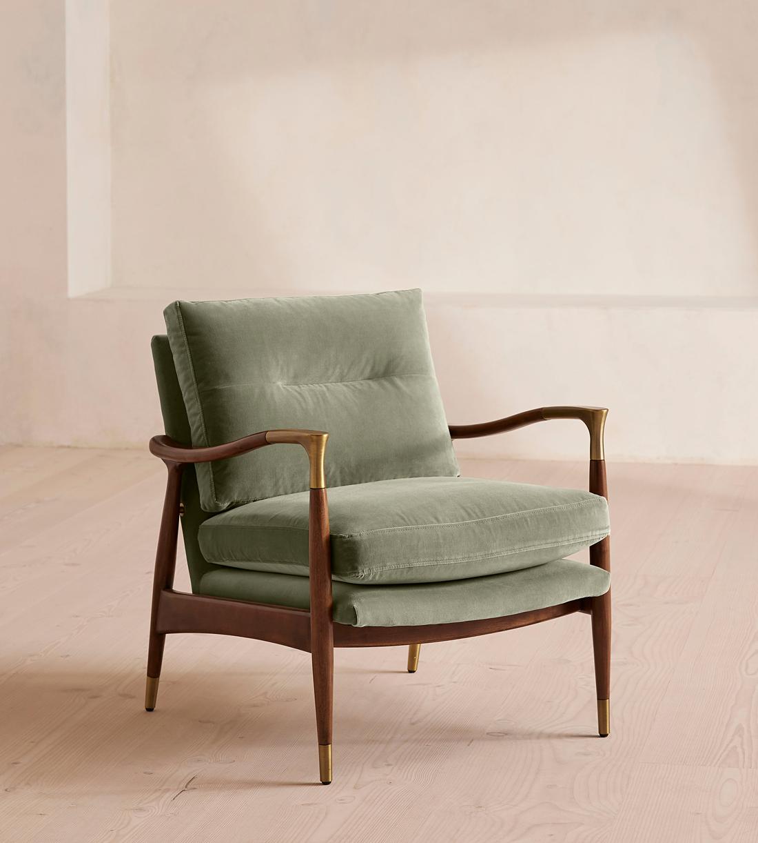 Theodore Armchair - Velvet - Seafoam - UK - Listing - Image 1