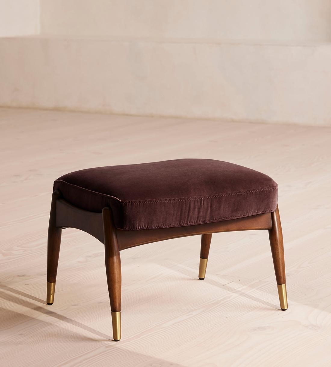 Theodore Footstool - Velvet - Aubergine - UK - Listing - Image 1