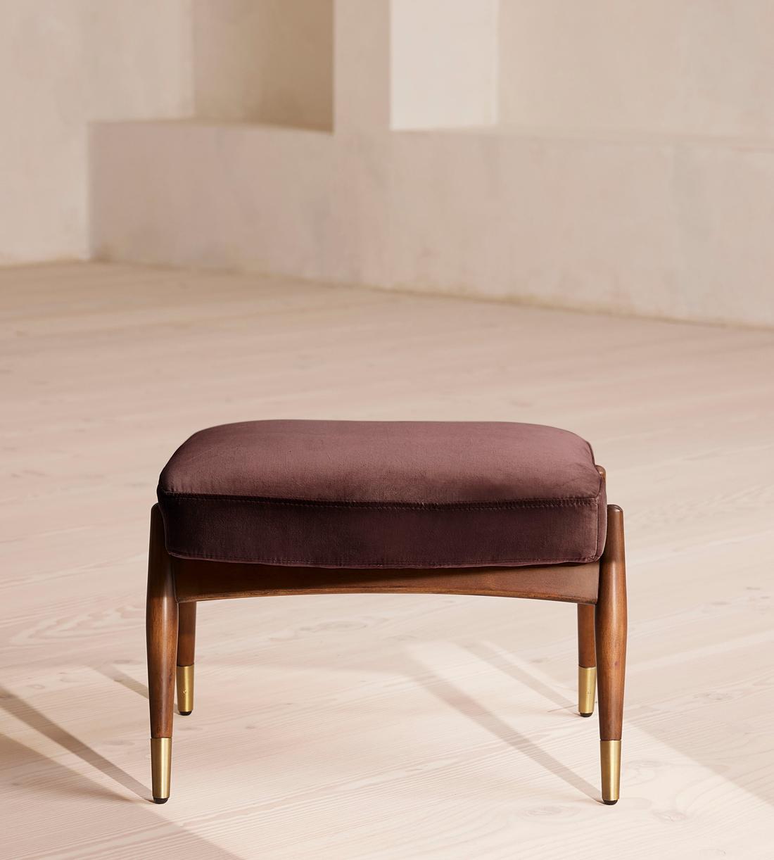 Theodore Footstool - Velvet - Aubergine - UK - Listing - Image 2