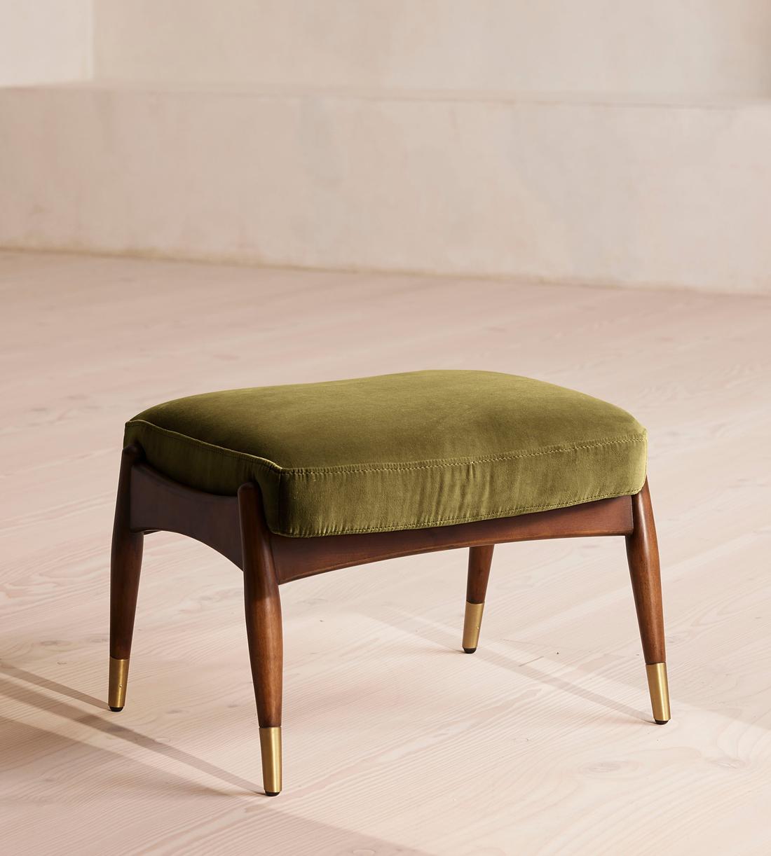 Theodore Footstool - Velvet - Olive - Listing - Image 1