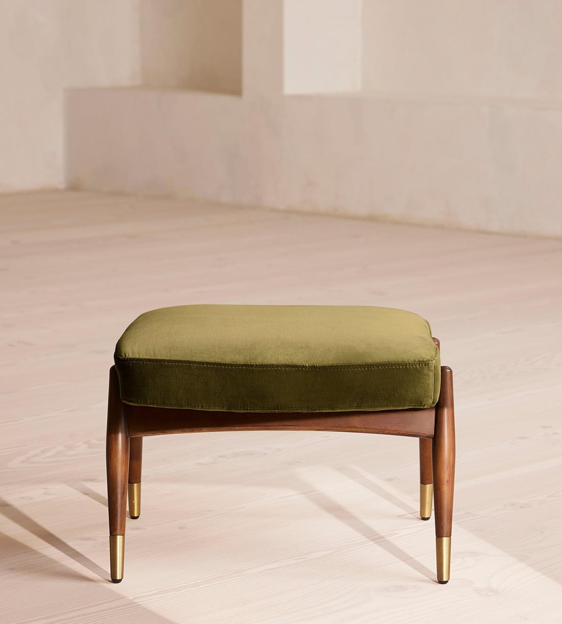 Theodore Footstool - Velvet - Olive - Listing - Image 2