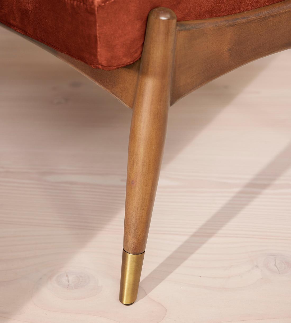 Theodore Oak Footstool Velvet Rust - Images - Image 5