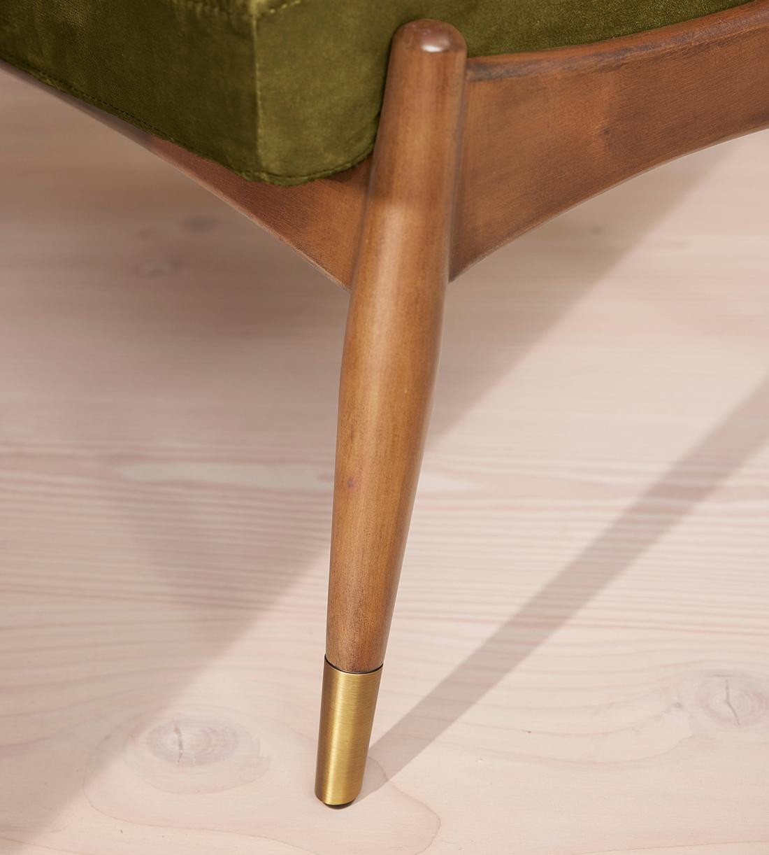 Theodore Oak Footstool Velvet Olive - US - Images - Image 5