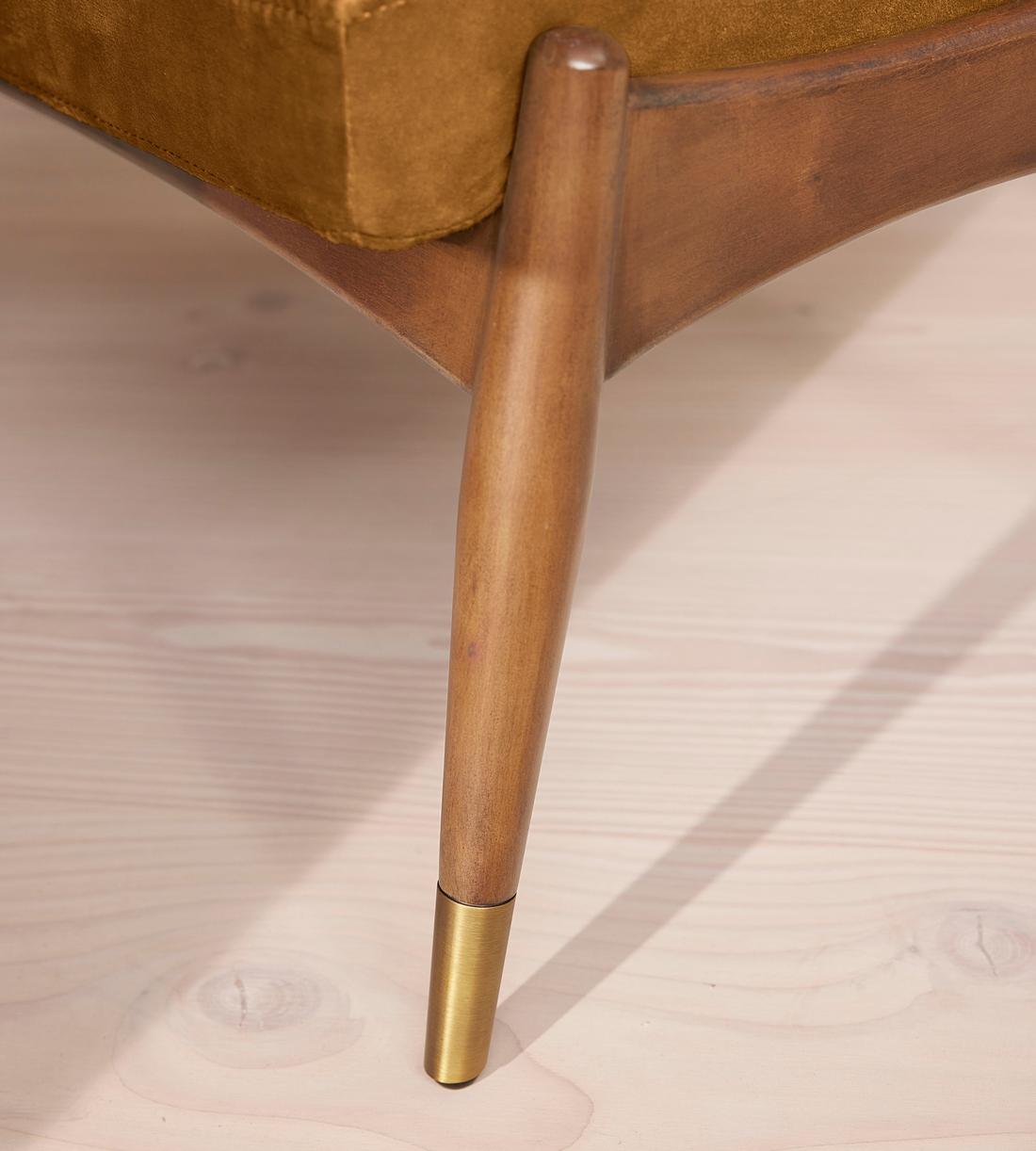 Theodore Oak Footstool - Velvet - Mustard - Images - Image 5