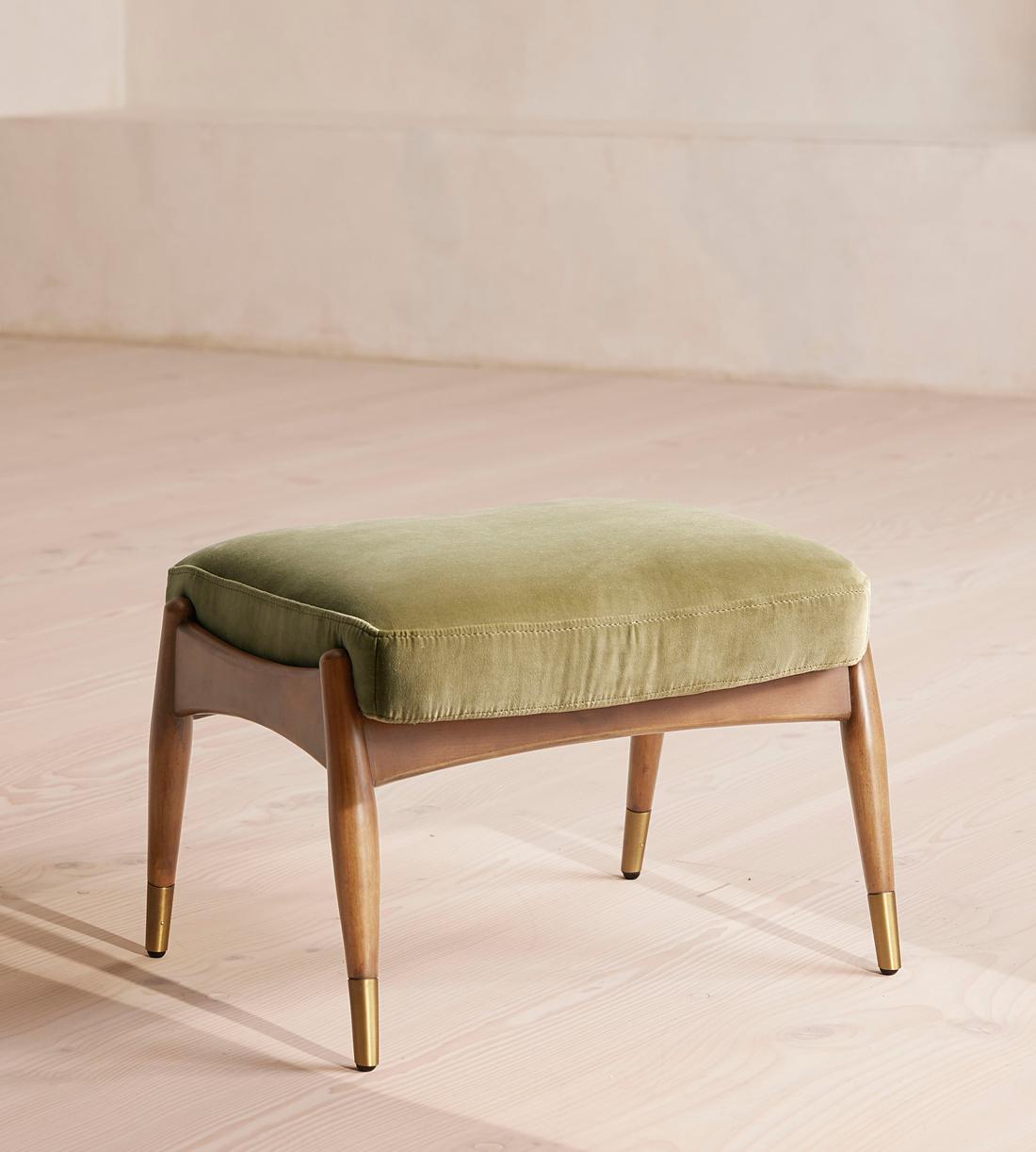 Theodore Oak Footstool Velvet Lichen - US - Listing - Image 1