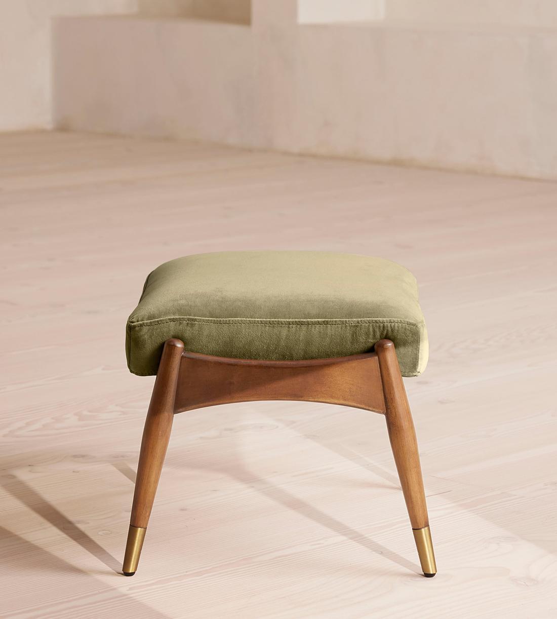 Theodore Oak Footstool Velvet Lichen - US - Images - Image 3