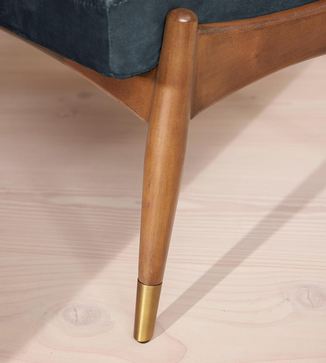 Theodore Oak Footstool - Velvet - Grey Blue - US - Images - Image 5
