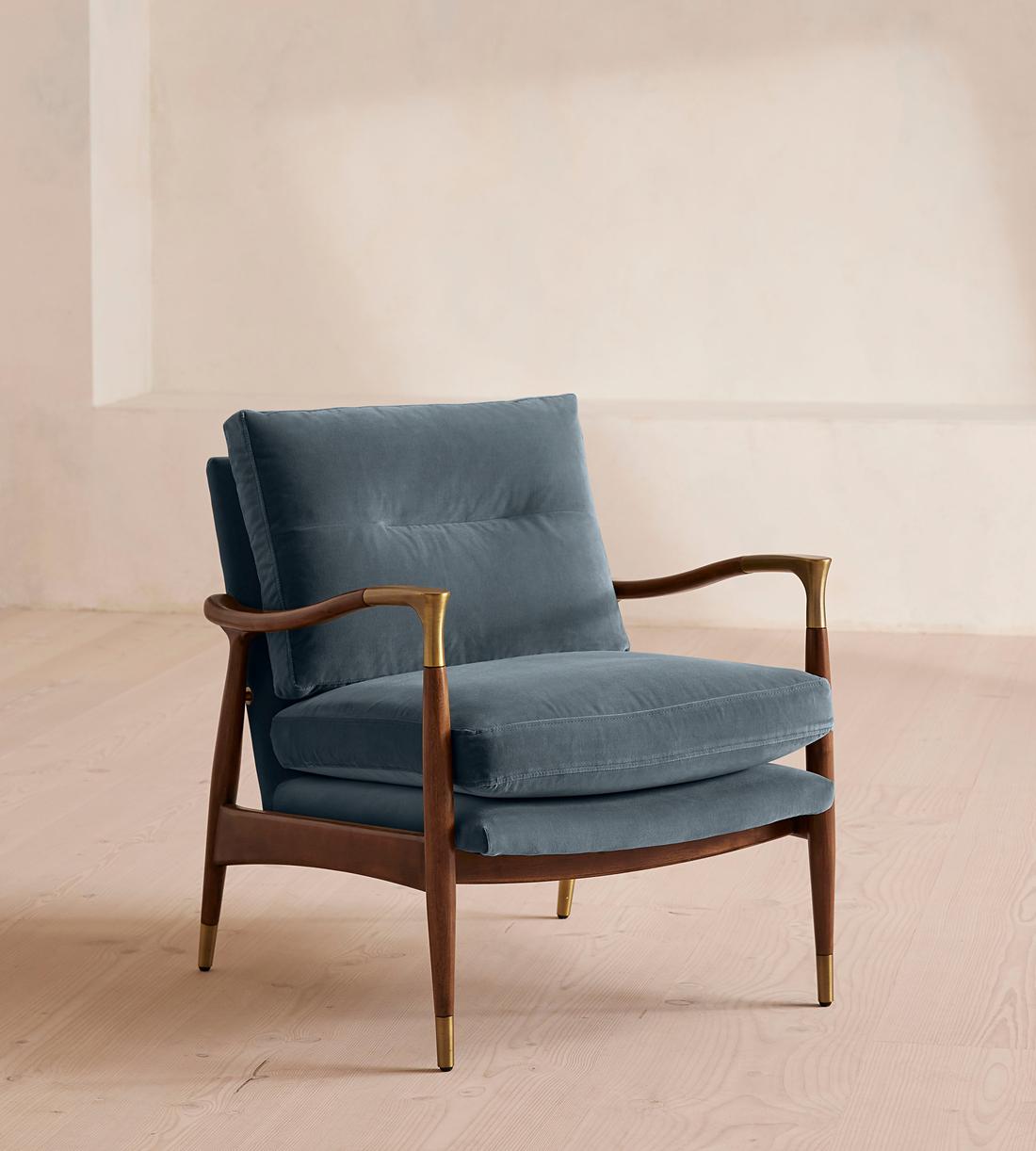 Theodore Armchair - Velvet - Grey Blue - Listing - Image 1