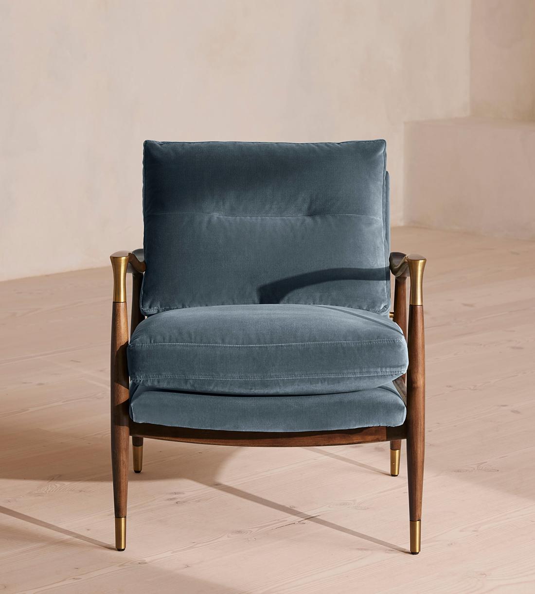 Theodore Armchair - Velvet - Grey Blue - Listing - Image 2