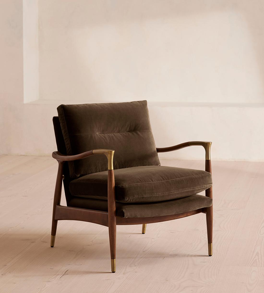 Theodore Armchair - Velvet - Chocolate Brown - US - Listing - Image 1