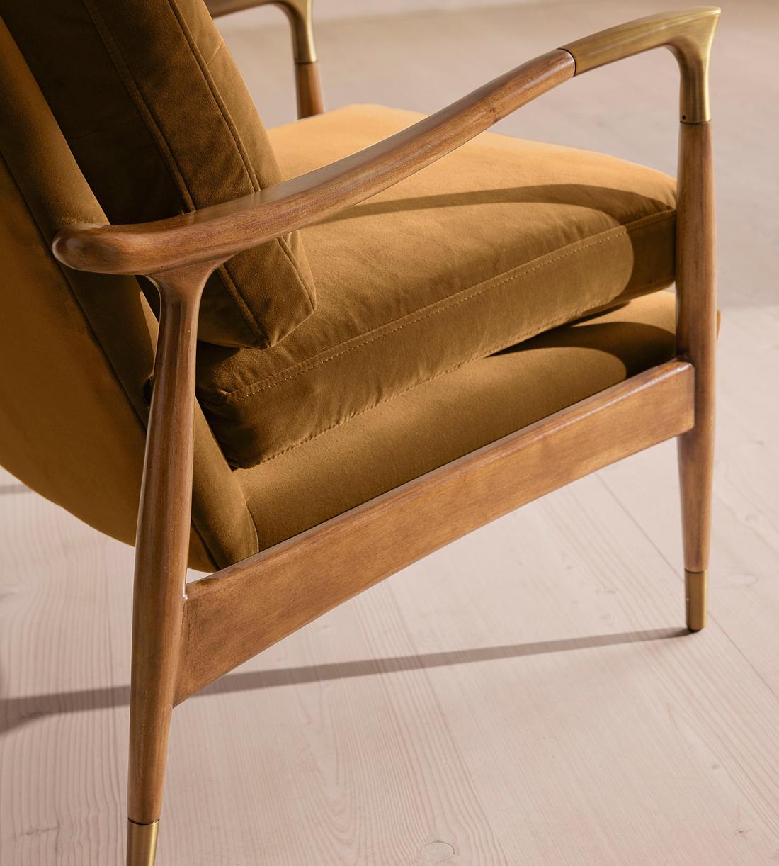 Theodore Oak Armchair - Velvet - Mustard - Images - Image 6