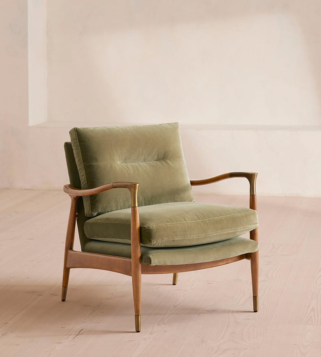 Theodore Oak Armchair - Velvet Lichen - Listing - Image 1