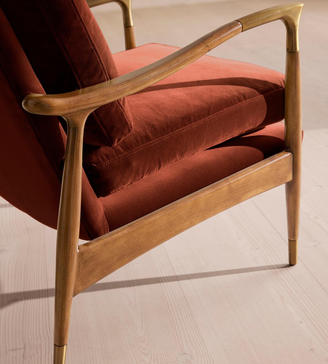 Theodore Oak Armchair - Velvet Rust - US - Images - Image 5