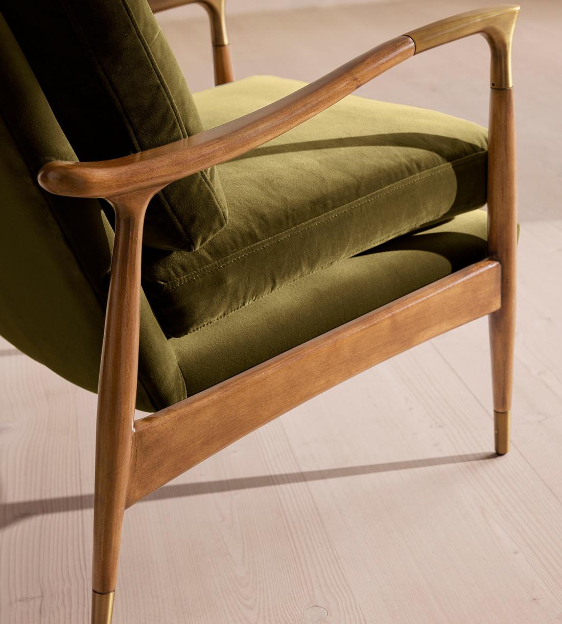 Theodore Oak Armchair - Velvet Olive - US - Images - Image 5
