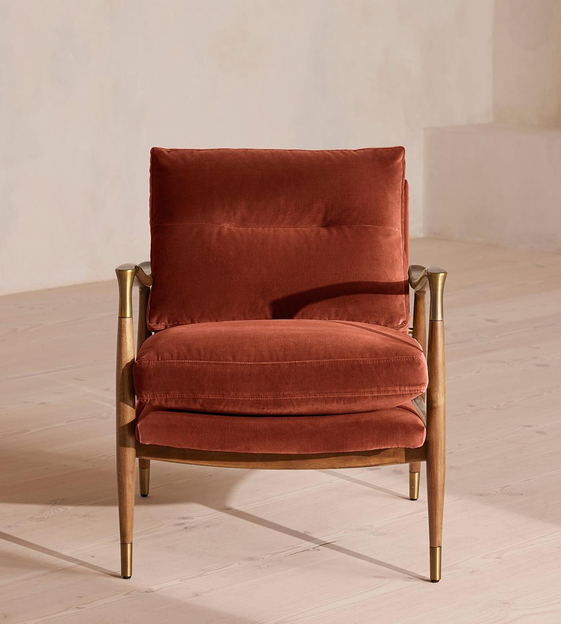 Theodore Armchair - Velvet - Rust - US - Listing - Image 3