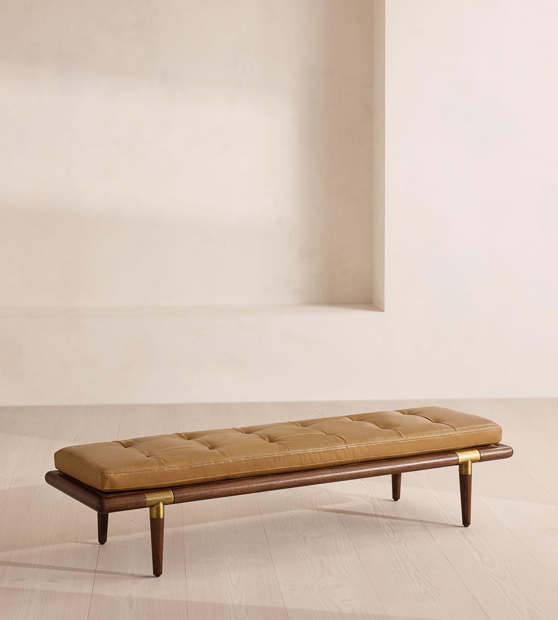 Theodore Bench - Leather - Honey - US - Listing - Image 1
