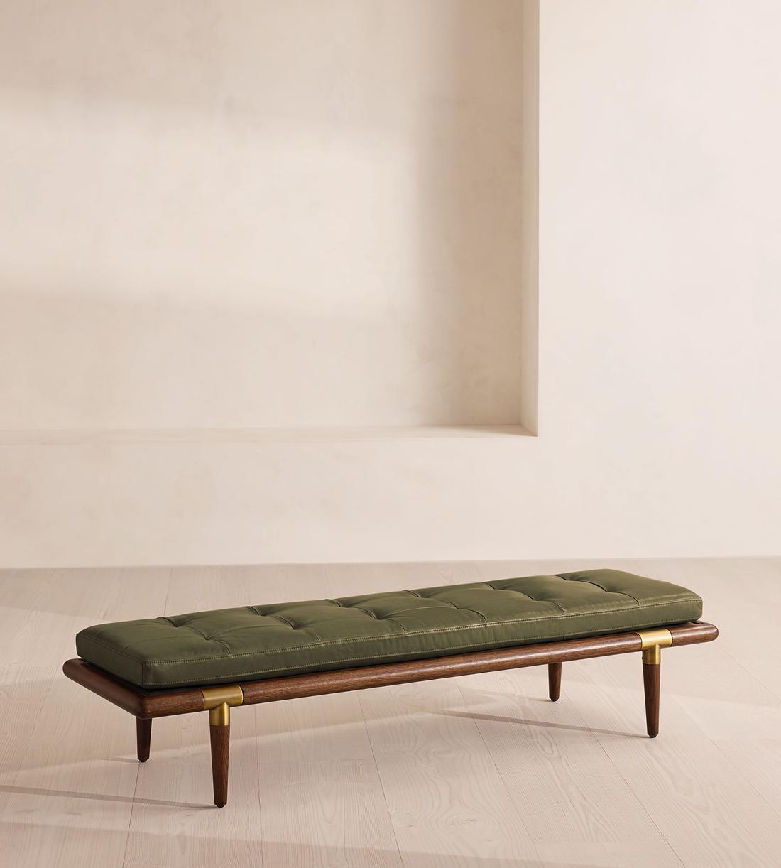 Theodore Bench - Leather - Moss - US - Listing - Image 1