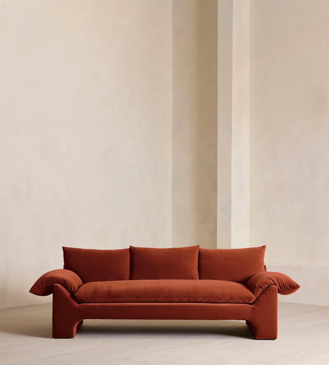 Wyatt Three Seater Sofa - Velvet - Rust - Listing - Image 2