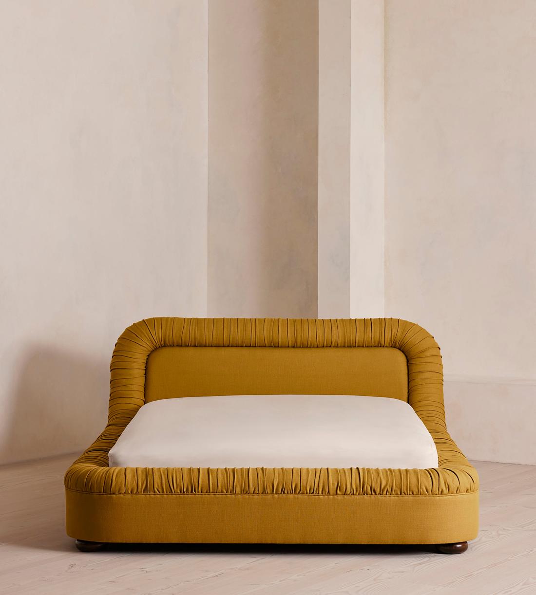 Vara Bed - King - Linen - Turmeric - UK - Listing - Image 2