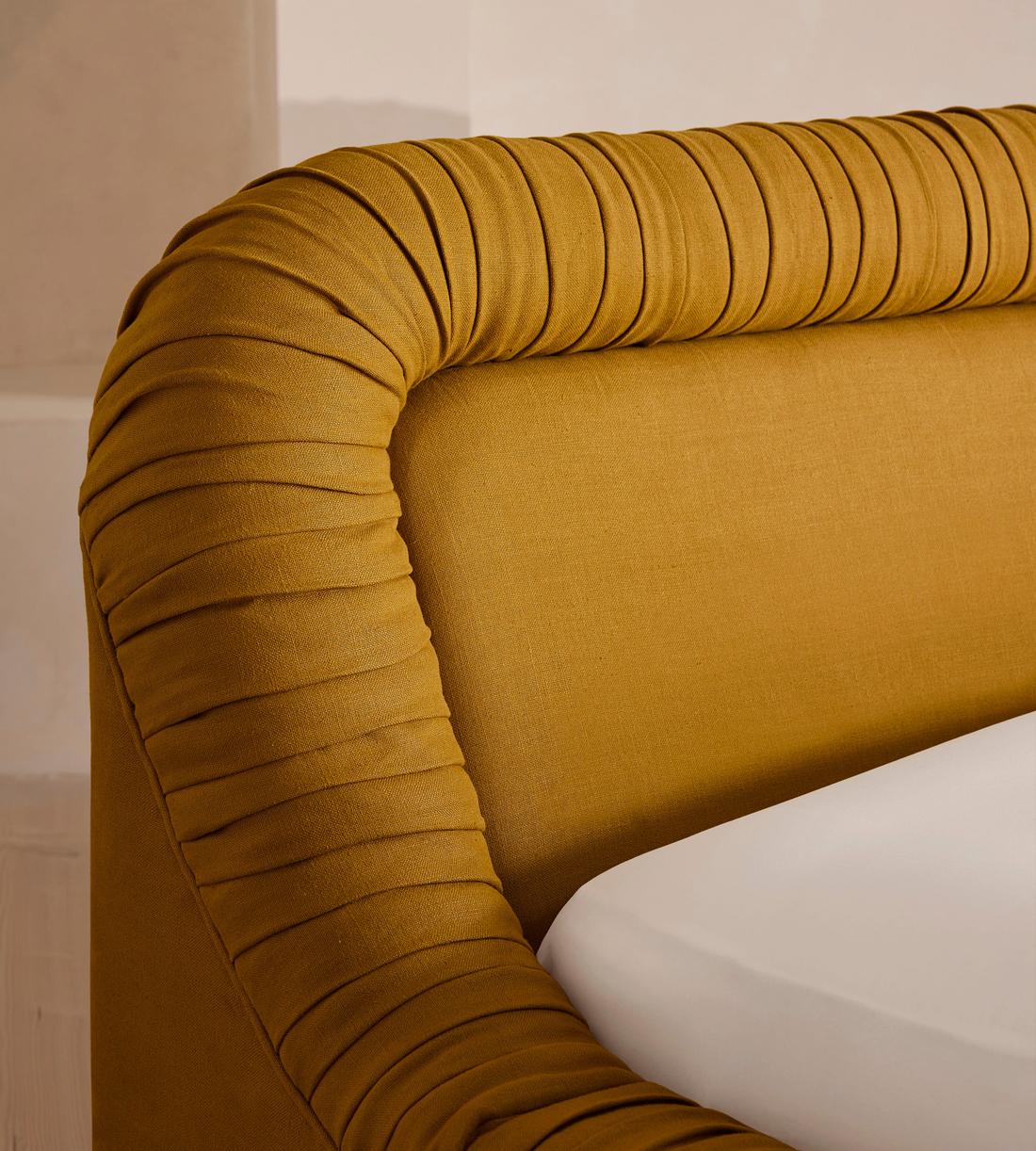 Vara Bed - Queen - Linen - Turmeric - US - Images - Image 3