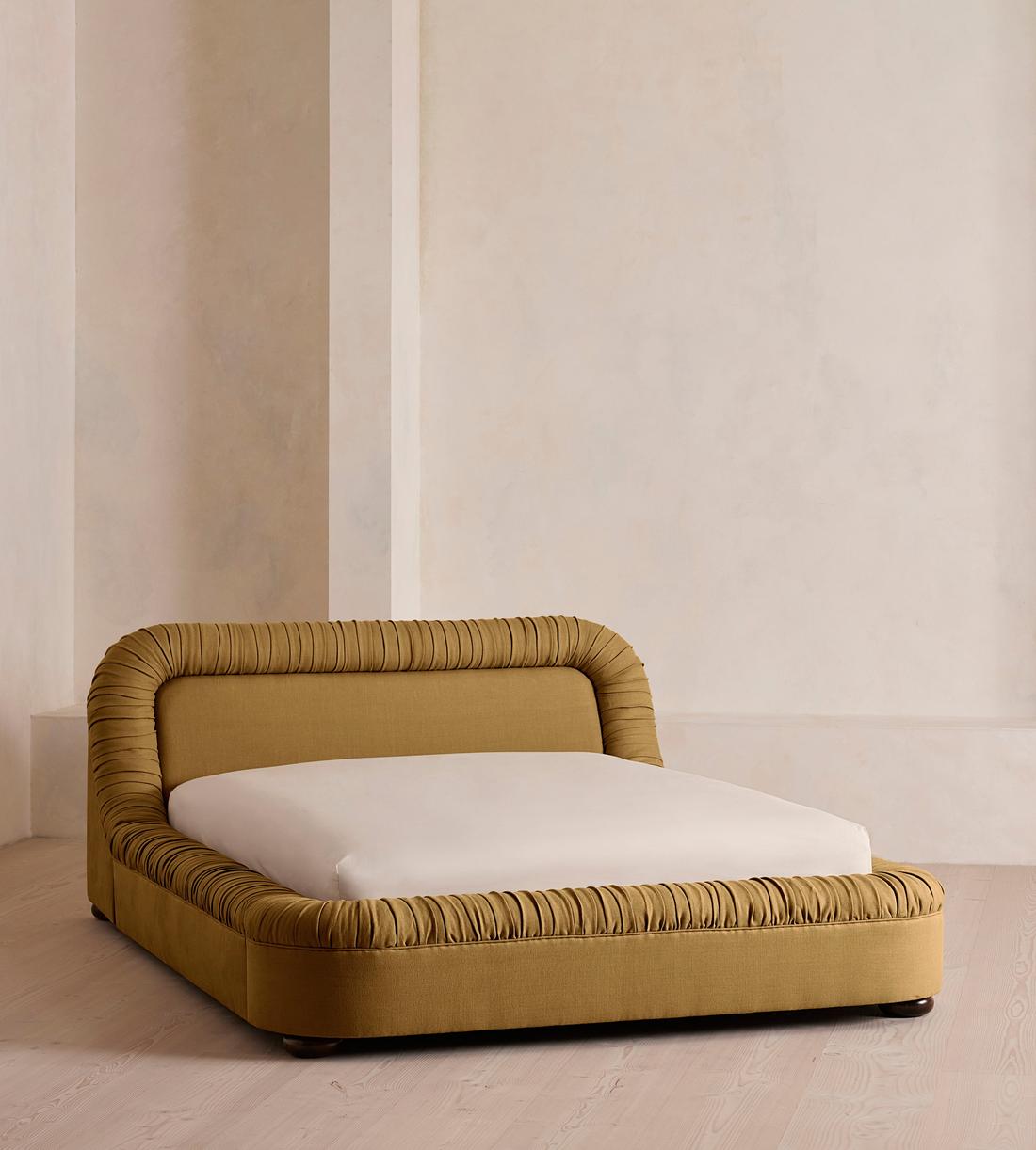 Vara Bed - King - Linen - Ochre - Listing - Image 1