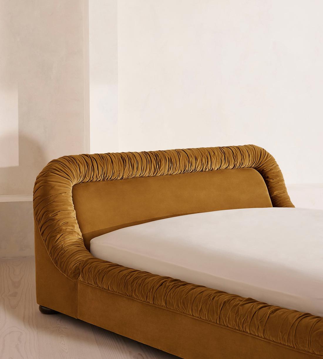 Vara Bed - King - Velvet - Mustard - Images - Image 3