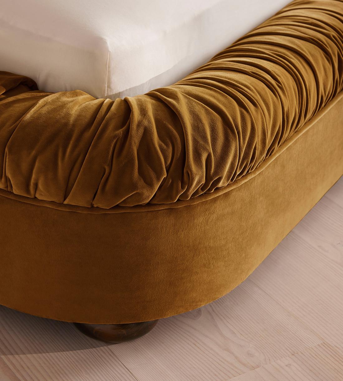 Vara Bed - Queen - Velvet - Mustard - US - Images - Image 4