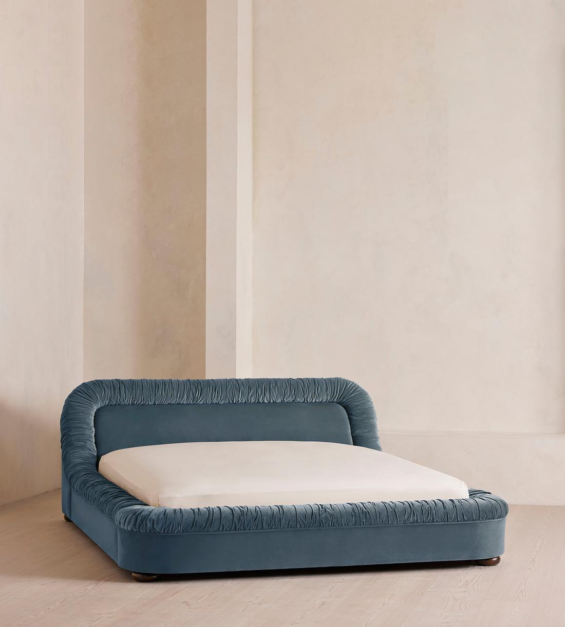 Vara Bed - Queen - Velvet - Grey Blue - US - Listing - Image 1
