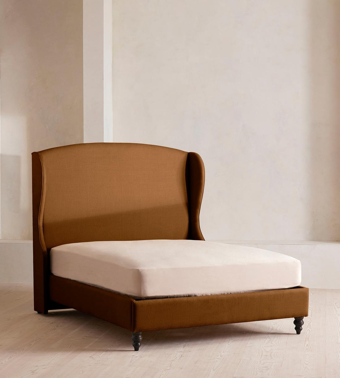 Rivas Bed - King - Linen - Terracotta - UK - Listing - Image 1