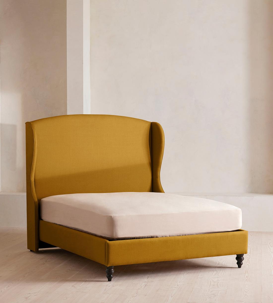 Rivas Bed - King - Linen - Turmeric - UK - Listing - Image 1