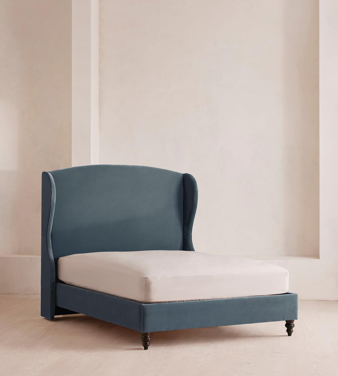 Rivas Bed - King - Velvet - Grey Blue - Listing - Image 1