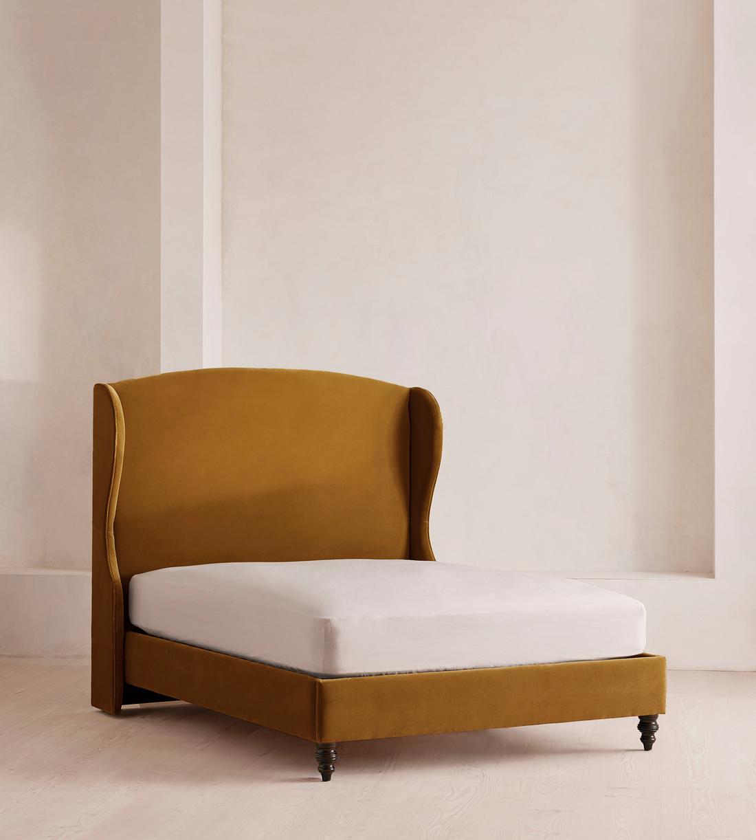 Rivas Bed - King - Velvet - Mustard - US - Listing - Image 1