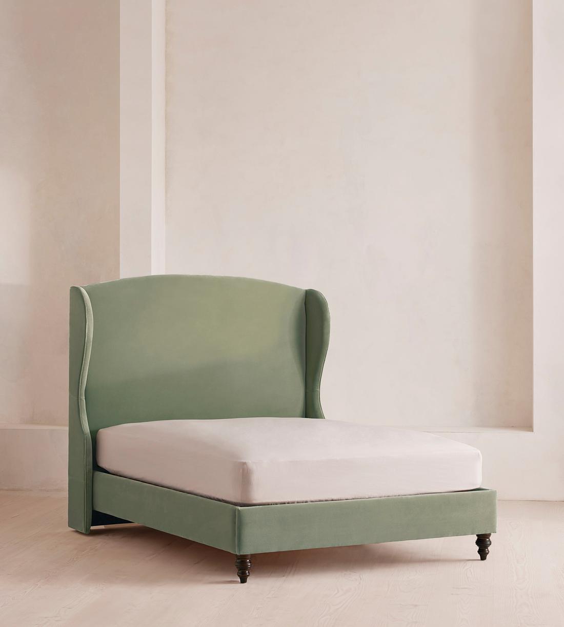 Rivas Bed - Double - Velvet - Seafoam - UK - Listing - Image 1