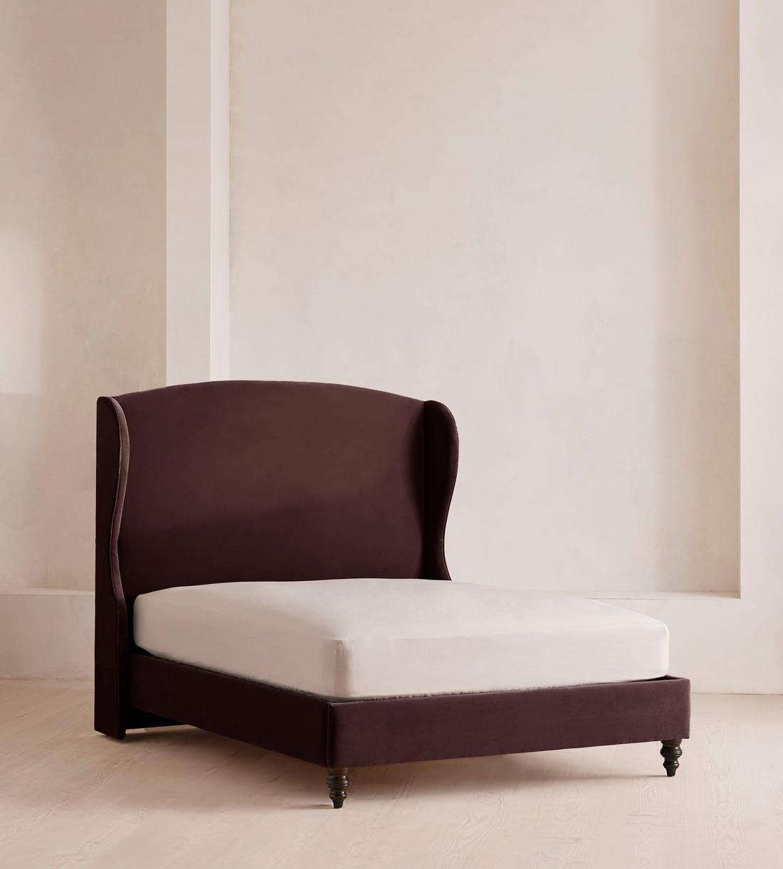 Rivas Bed - Emperor - Velvet - Aubergine - UK - Listing - Image 1