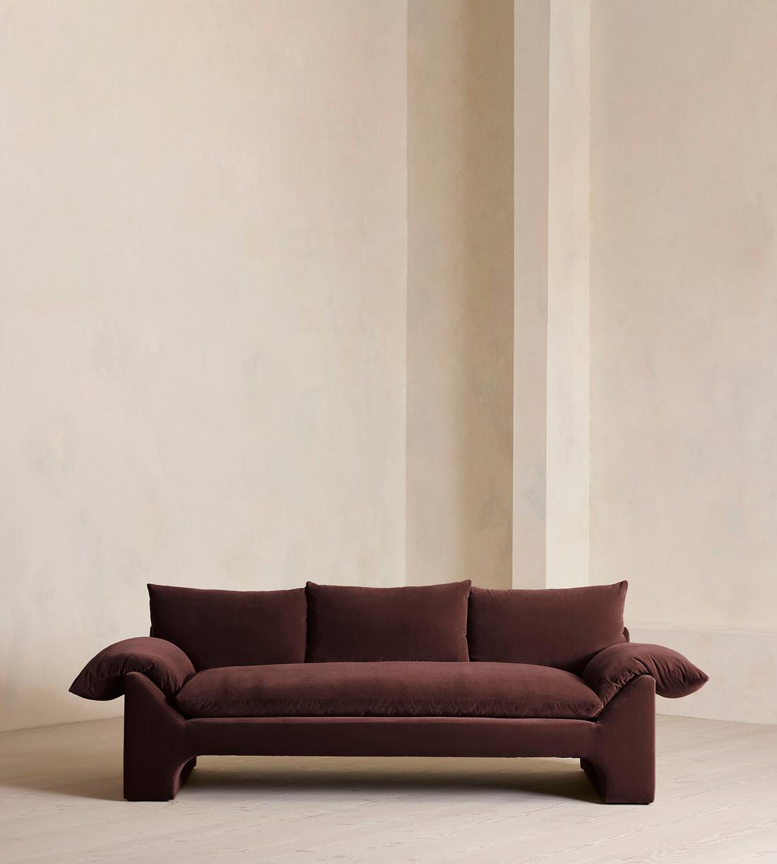 Wyatt Three Seater Sofa - Velvet - Aubergine - UK - Listing - Image 1