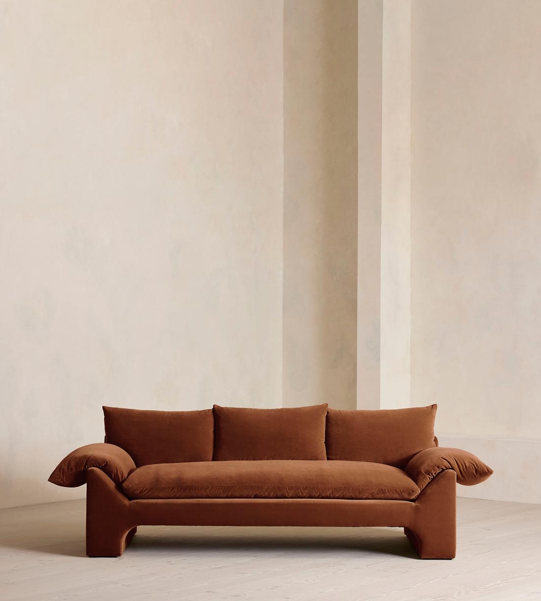 Wyatt Three Seater Sofa - Velvet - Cinnamon - UK - Listing - Image 1